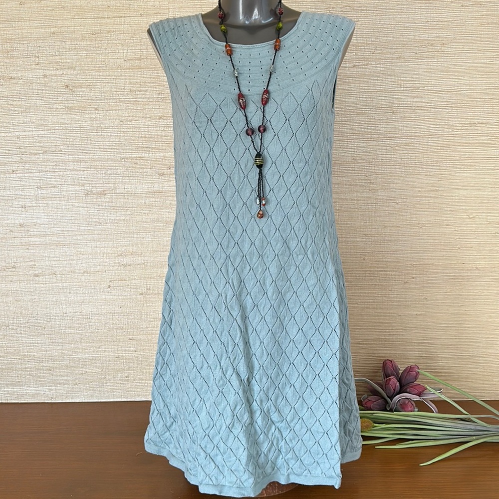 Hand dyed light teal cotton “Soft Whispers” knit dress. New with tags!